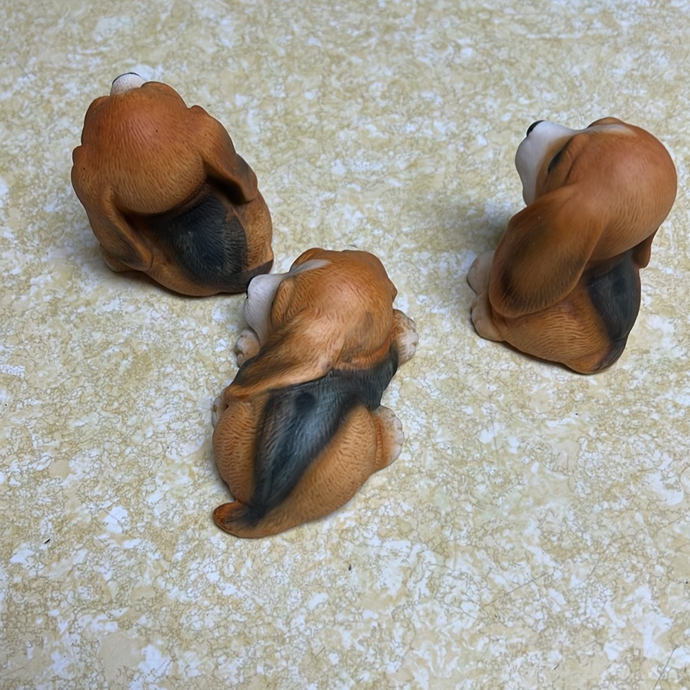 Homco Brown and White Ceramic Puppy Figurine Set - Picture 3 of 3